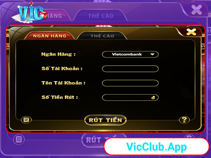 Rút tiền Vic Club chỉ với 1 phút